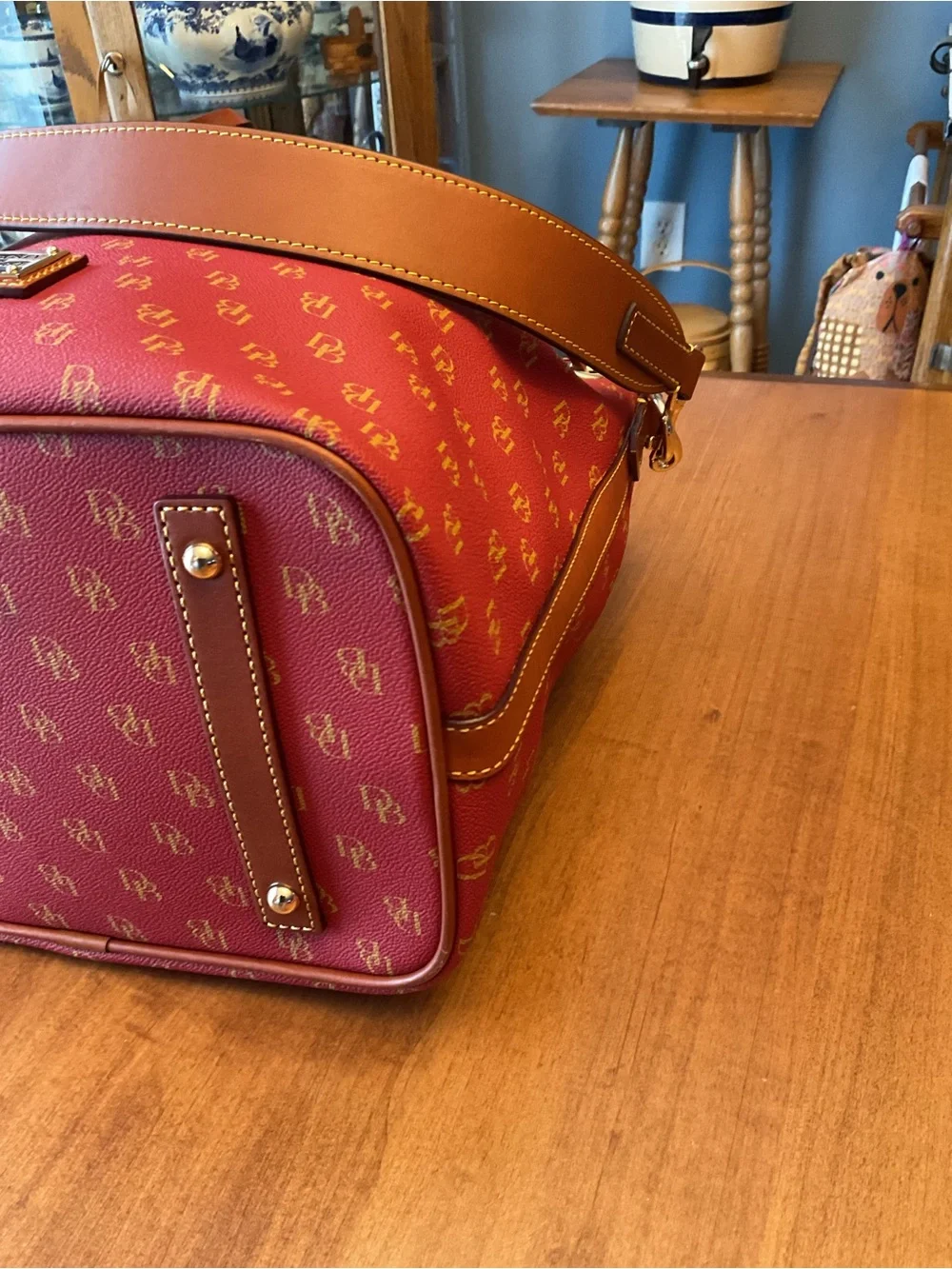 Dooney & Bourke Red Gretta Drawstring Bucket Shoulder Bag with wallet - Picture 5 of 16